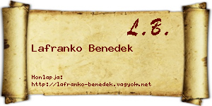 Lafranko Benedek névjegykártya